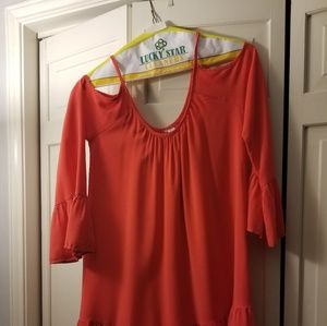 Cold shoulder ruffled dress